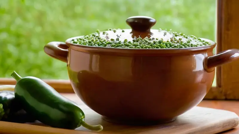 Garbanzos: Receta Garbanzos Guisados Rápida y Sabrosa 4 Una cocina acogedora con ingredientes frescos y un ambiente cálido listo para cocinar