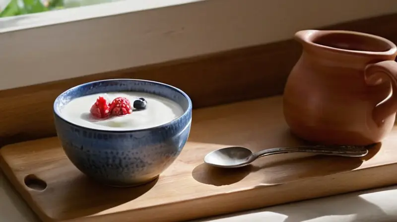 Un acogedor y luminoso rincón de cocina presenta un countertop de madera con granos de psyllium
