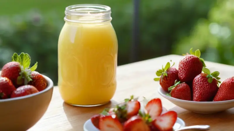 Una mesa rústica con mascarpone, fresas, miel y nueces crea una atmósfera cálida y acogedora